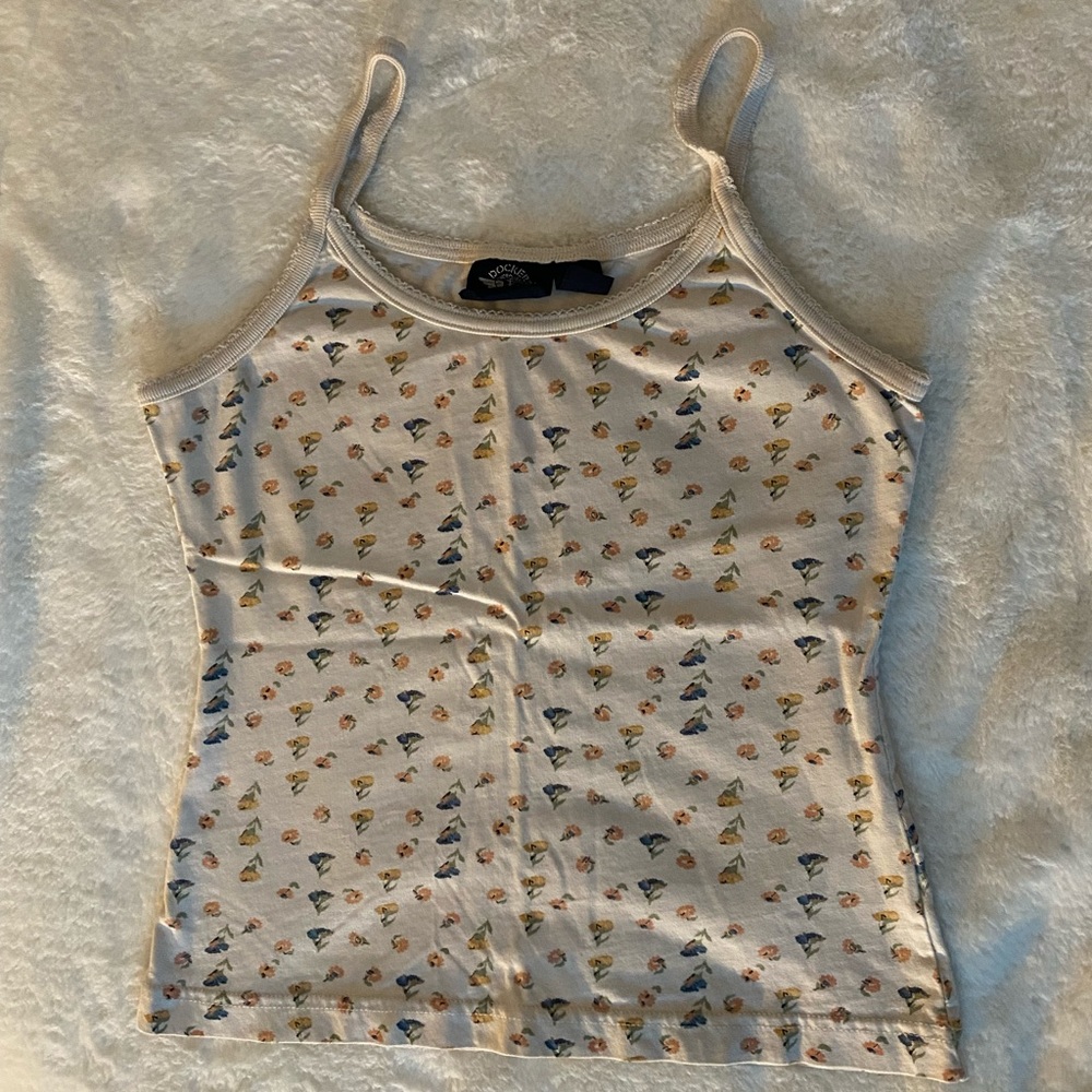 Off-white tank top with flowers